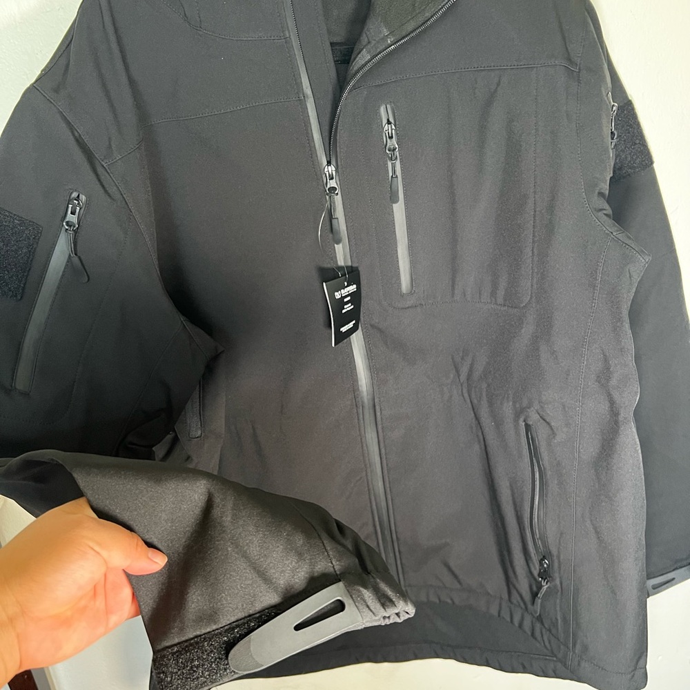Black Performance Jacket with Athletic Fit and High Collar